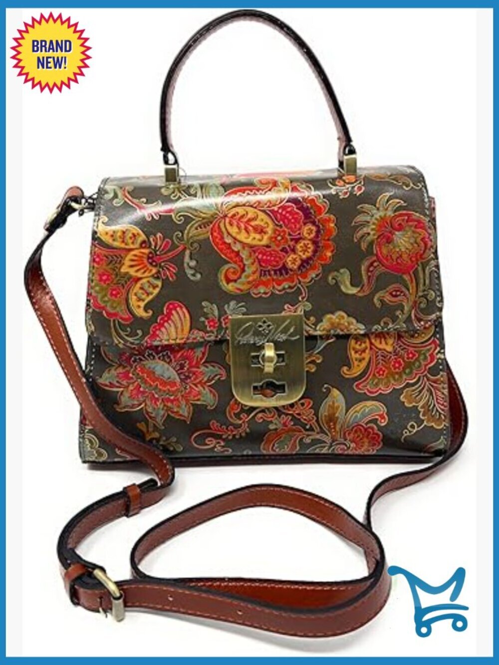Leather Satchel Crossbody Bag with Detachable Strap and Multiple Pockets